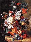 Jan Miense Molenaer Paintings - Bouquet of Flowers in an Urn by Jan Van Huysum